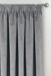 Enhanced Living Velvet, Supersoft, 100% Blackout, Thermal Pair of Curtains with Tape Top in Grey - Size: 168 cm width x 137 cm drop - thumbnail 2