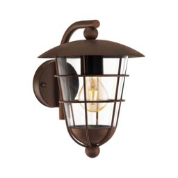 Loops IP44 Outdoor Wall Light Brown Fisherman Lantern 1 x 60W E27 Bulb Porch Lamp - thumbnail 1