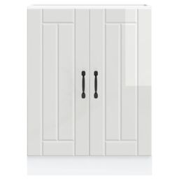 Berkfield Home Sink Base Cabinet Lucca High Gloss White Engineered Wood - thumbnail 4