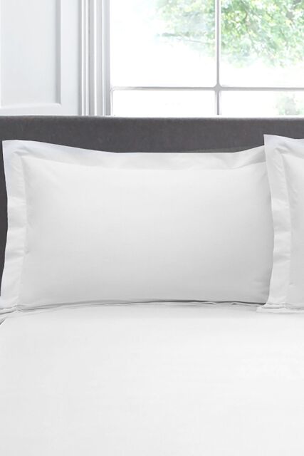 Appletree 'Premium 200TC Plain Dye' Hotel Quality 100% Percale Cotton Oxford Pillowcases (Pair) in White - Size: Standard Pillow Case - image 1