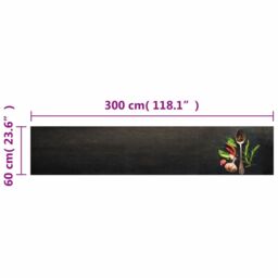 Berkfield Home Kitchen Rug Washable Spices 60x300 cm Velvet in Black - thumbnail 5