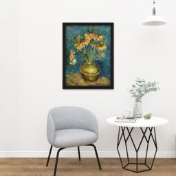 "Artery8 Wall Art Print Vincent Van Gogh Imperial Fritillaries In A Copper Vase Large Framed Wall Décor Art in Black - Size: W18"" x H24""" - thumbnail 2