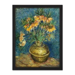 "Artery8 Wall Art Print Vincent Van Gogh Imperial Fritillaries In A Copper Vase Large Framed Wall Décor Art in Black - Size: W18"" x H24""" - thumbnail 1