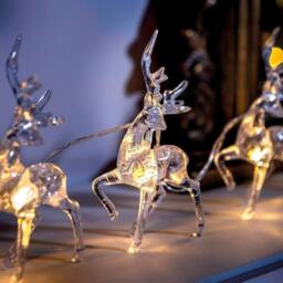 mysmartbuy 2 x Sets of 10 Acrylic Reindeer String Lights - Battery Powered Stag Design Festive Christmas Xmas Home Fairy Lighting - L1.5m in Clear - thumbnail 2