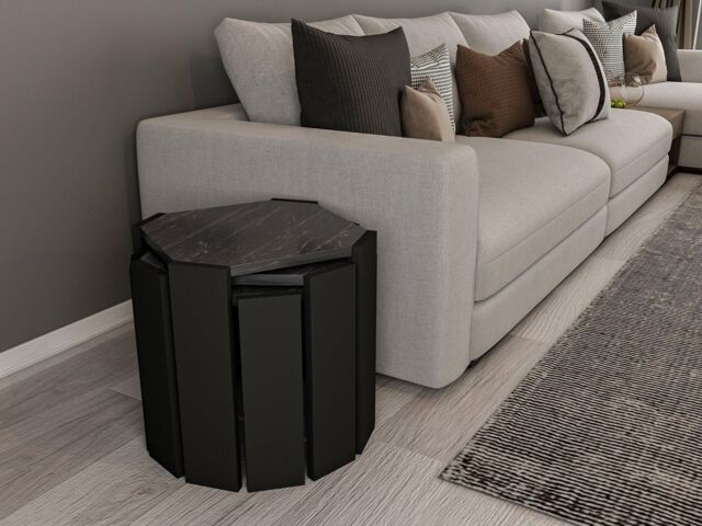 Decorotika Lori 3-Pieces Nesting Table Coffee Table Cocktail Table Set in Black - image 1