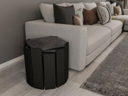 Decorotika Lori 3-Pieces Nesting Table Coffee Table Cocktail Table Set in Black