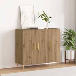 Berkfield Home Sideboard Artisan Oak 90x34x80 cm Engineered Wood in Brown - Size: 90 x 34 x 80 cm - thumbnail 4