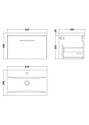 Balterley 600mm Wall Hung 1 Drawer Vanity Basin Unit, Mid Oak, Copper Handle in Brown - thumbnail 8