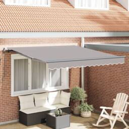 Berkfield Home Manual Retractable Awning Light Grey 300x250 cm - thumbnail 1