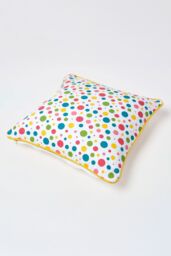 Homescapes Cotton Multi Colour Polka Dots Cushion Cover - Size: 60 cm x 60 cm - thumbnail 5
