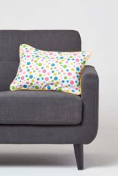 Homescapes Cotton Multi Colour Polka Dots Cushion Cover - Size: 60 cm x 60 cm - thumbnail 4