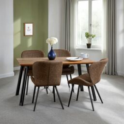 Seconique Quebec Straight Edge Dining Set in Dark Brown - thumbnail 4