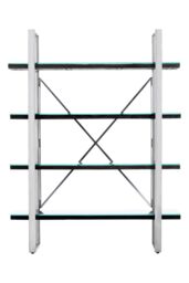 Orsina Black Four‑Tier Shelf Unit, Matte Black Open Frame Bookcase with 4 Shelves, Storage Book Rack in Silver - thumbnail 6