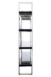 Orsina Black Four‑Tier Shelf Unit, Matte Black Open Frame Bookcase with 4 Shelves, Storage Book Rack in Silver - thumbnail 3