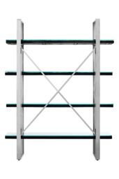 Orsina Black Four‑Tier Shelf Unit, Matte Black Open Frame Bookcase with 4 Shelves, Storage Book Rack in Silver - thumbnail 2