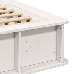 Berkfield Home Bed Frame with Lift-Up Storage - White, 150 x 200cm, Solid Pine in White - Size: 150 x 200 cm - thumbnail 9