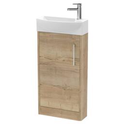 Balterley Winshill 1 Door Left-Hand Cloakroom Vanity Basin Unit, 440mm in Brown