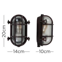 ValueLights Bow Oval Bulkhead IP64 Outdoor Garden Wall Light with Filament Bulb in Bronze - thumbnail 4
