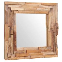 Berkfield Home Decorative Mirror Teak 60x60 cm Square in Brown