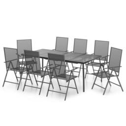 Berkfield Home 9 Piece Garden Dining Set Anthracite Steel in Black - thumbnail 1