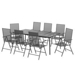 Berkfield Home 9 Piece Garden Dining Set Anthracite Steel in Black - thumbnail 3