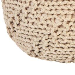 Wyld and Coco Round Pouf Ottoman Beige 50 x 35 cm Knitted Cotton with EPS Beads - thumbnail 5