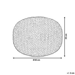 Wyld and Coco Round Pouf Ottoman Beige 50 x 35 cm Knitted Cotton with EPS Beads - thumbnail 4
