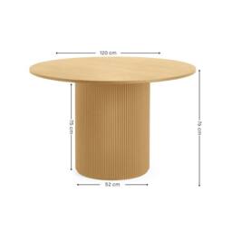 Cheshire Premium Louis 120cm Light Oak Fluted Round Dining Table in Brown - thumbnail 4