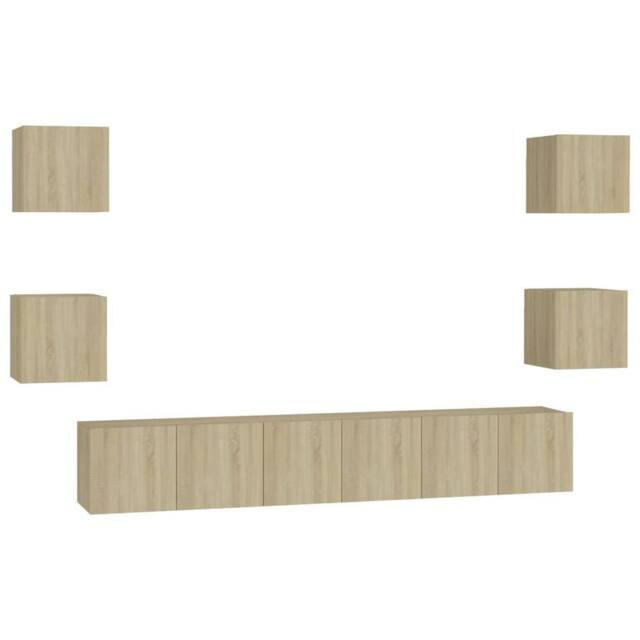 Berkfield Home 7 Piece TV Cabinet Set Sonoma Oak Engineered Wood in Light Oak - image 1