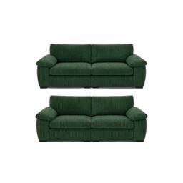 SOFASELECTION UK Amalfi 3+2 Seater Sofa Set in Green Fabric - Size: 5 Pack