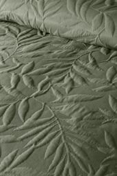 Serene 'Luana' Microfibre Pinsonic 3D Floral Design Duvet Cover Set in Dark Green - Size: Super King - thumbnail 3