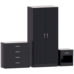 Home Discount Vida Designs Riano Trio Bedroom Set 3 Piece Storage Furniture in Black - thumbnail 8
