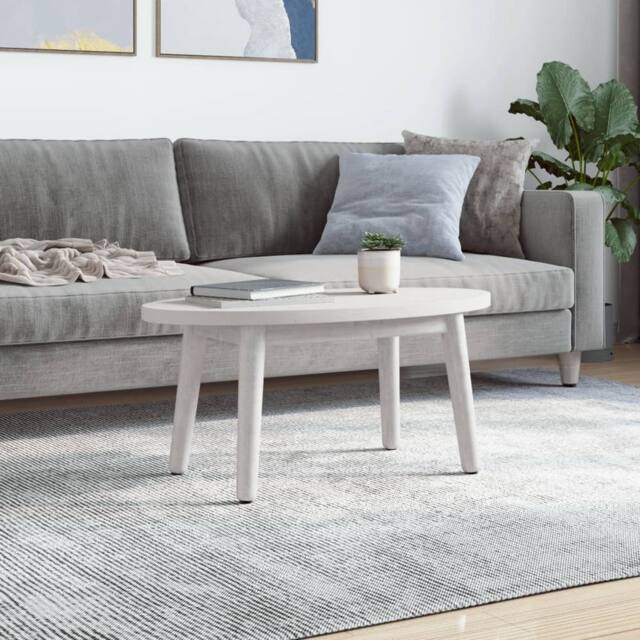 Berkfield Home Table Top White 80x40x2.5 cm Solid Wood Pine Oval - image 1
