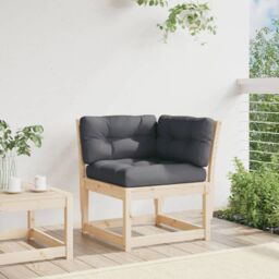 Berkfield Home Garden Sofa Corner with Cushions 73x73x78 cm Solid Wood Pine in Brown - Size: 73 x 73 x 78 cm - thumbnail 3