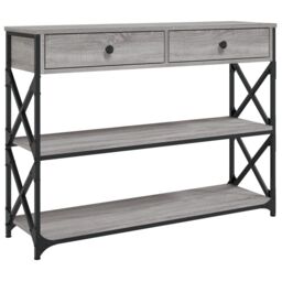 Berkfield Home Console Table Grey Sonoma 100x28x75 cm Engineered Wood - Size: 100 x 28 x 75 cm - thumbnail 2