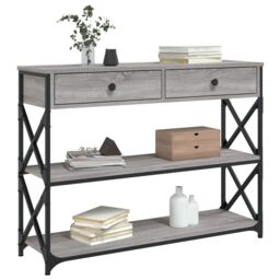 Berkfield Home Console Table Grey Sonoma 100x28x75 cm Engineered Wood - Size: 100 x 28 x 75 cm - thumbnail 3