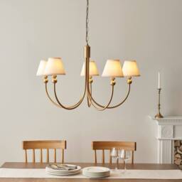 Netlighting Santiago Pendant Fabric Ivy Shade 16cm 5x B22 in White - thumbnail 2