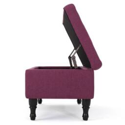VOGREX Storage Bench Upholstered Padded Buttoned Seat in Fuchsia - thumbnail 4