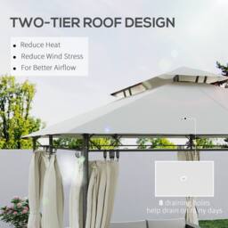 OUTSUNNY x 4m Garden Gazebo with Sides, Double Roof Metal Gazebo, White - thumbnail 4