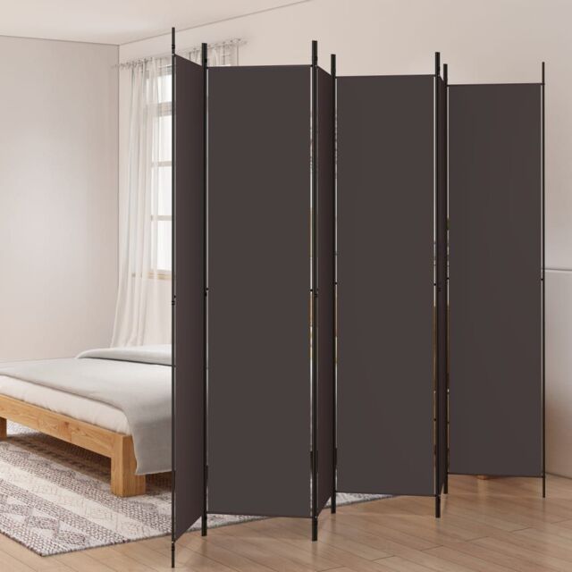 Berkfield Home 6-Panel Room Divider Brown 300x220 cm Fabric - image 1