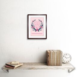 "Artery8 Wall Art Print Kids Girl Beautiful Amazing Pink Floral Framed in Brown - Size: W7"" x H9""" - thumbnail 2