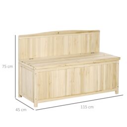 OUTSUNNY Wood Storage Bench for Patio, Outdoor Garden Seating in Natural - thumbnail 3