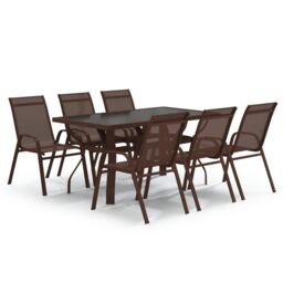 Berkfield Home 7 Piece Garden Dining Set Brown & Black - thumbnail 2