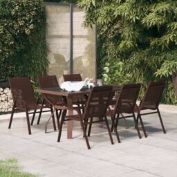 Berkfield Home 7 Piece Garden Dining Set Brown & Black - thumbnail 1