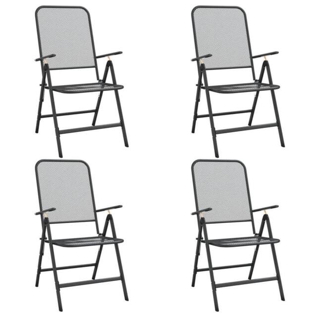 Berkfield Home Beautiful 5 Piece Garden Dining Set Anthracite Metal Mesh in Black - image 1