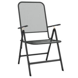 Berkfield Home Beautiful 5 Piece Garden Dining Set Anthracite Metal Mesh in Black - thumbnail 4