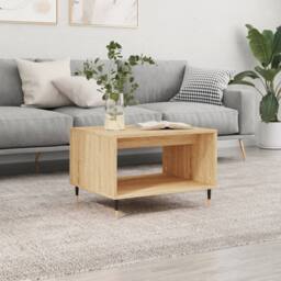 Berkfield Home Coffee Table Sonoma Oak 60x50x40 cm Engineered Wood in Light Brown - Size: 60 x 50 x 40 cm - thumbnail 2