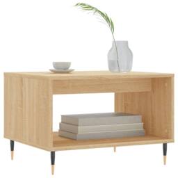 Berkfield Home Coffee Table Sonoma Oak 60x50x40 cm Engineered Wood in Light Brown - Size: 60 x 50 x 40 cm - thumbnail 3