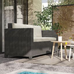 OUTSUNNY Rattan Wicker 3-seater Sofa Chair Patio Furniture w/ Cushion Cream