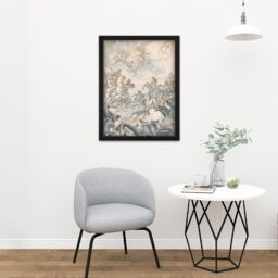 "Artery8 Wall Art Print Rugendas Constantines Battle Milvian Bridge Drawing Large Framed Wall Décor Art in White - Size: W18"" x H24""" - thumbnail 2